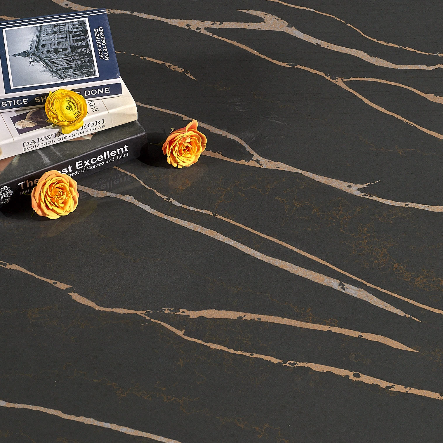 Premier Gold Vein Black Quartz Rust Artificial Stone Slab Buy