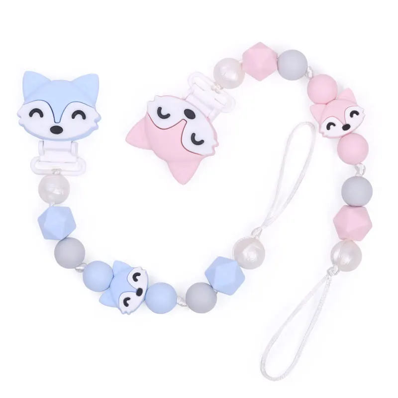 

New Product 2019 Customized Baby Pacifier Chain Silicone Pacifier Holder Clip, Mixed colors