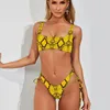 Sexy Bikini 2019 Snake Print Swimwear Women Black Swimming for Bathing Suit String Two Piece Swimsuit Brazilian Thong Bikini Set