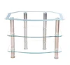stainless steel legs structure TV Stand small Home Office flat glass TV Stand