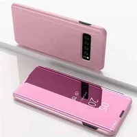 

For Samsung Galaxy S10 Clear View Stand Flip Cover Case, Luxury Smart Mirror Electroplate Plating Protective Phone Case