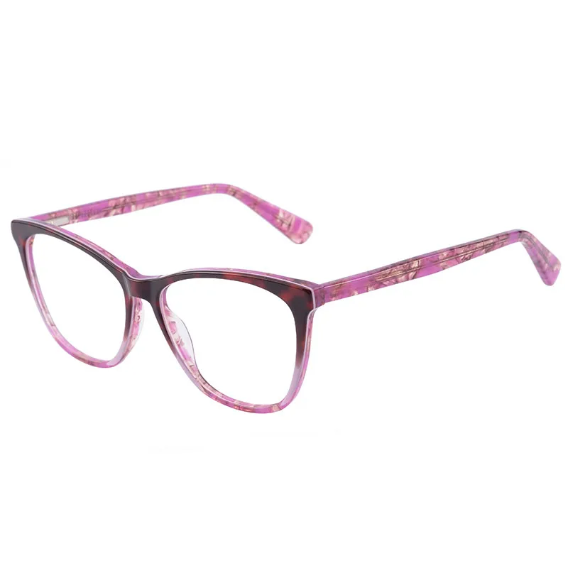 

New Fashion Acetate Optical Frame Gradient Color Golden Flower Pattern on Temple Ready Stock China Wholesale