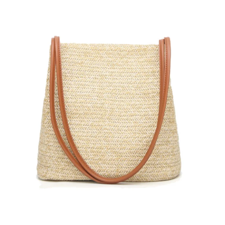 

Hot Sale Leisure Straw Bucket Women Handbag Tote Bag For Summer and Spring, 3 colors