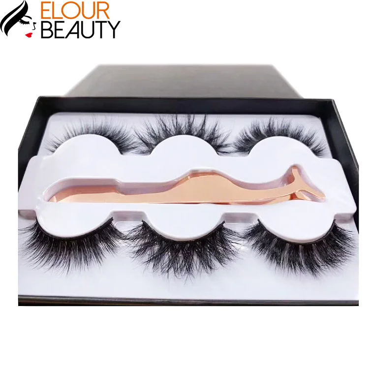 

High quality 3 pairs 5D mink eyelashes with lash applicators handmade lashes set, Natural color