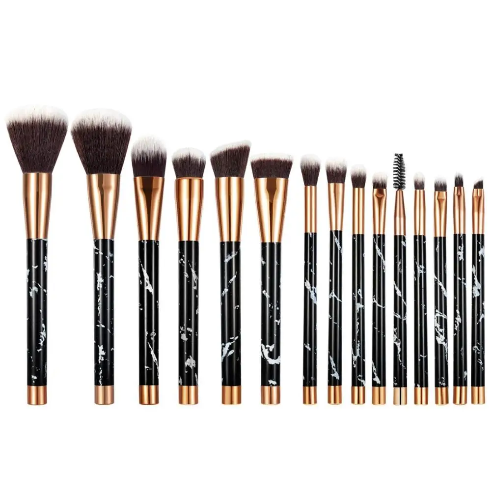 

15 Piece New Manufacturers China Gray Hair Organic Marble Makeup Brush