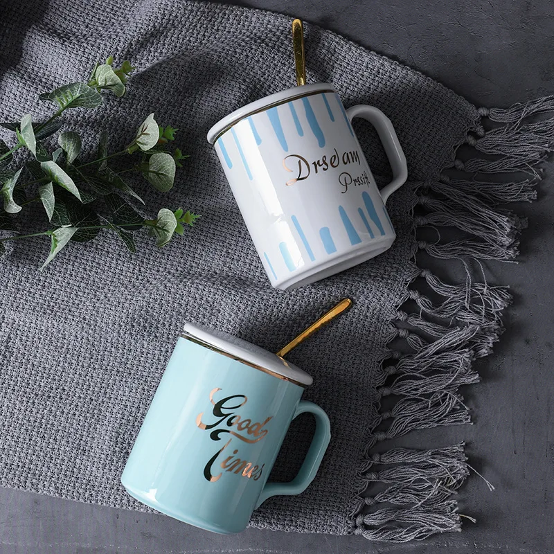 

Nordic ceramic coffee painted gold couple mug custom