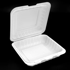 Image of FDA Food Grade Thermoform Hinged 8 x 8 " ToGo Food Containers With One Compartments