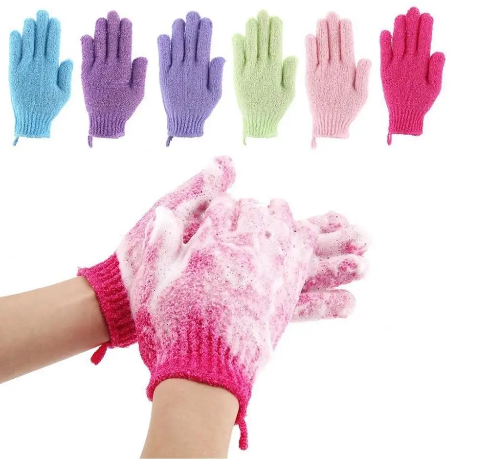 

Deliwear Body Scrub Cleansing Loofah like Nylon Strong Heavy Exfoliating Gloves for Bath Shower Dead Skin Remove Custom Logo, White, green, pink, blue, purple, grey, orange, yellow