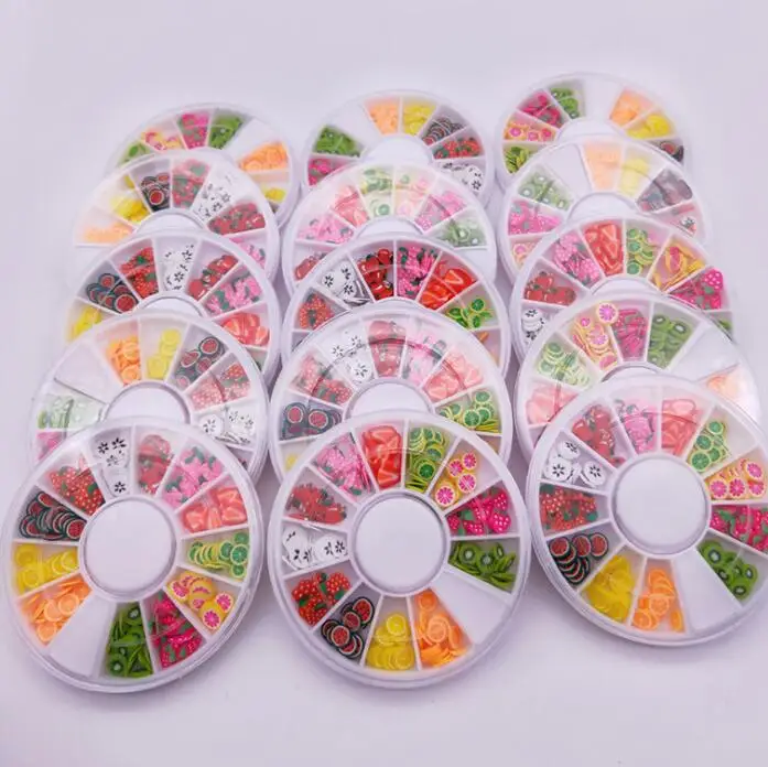 

2019 New Fashion 8 Cases Fruits,Cake,Animals Slices DIY Polymer Crafts Nail Arts Slices For Slime Making Kits