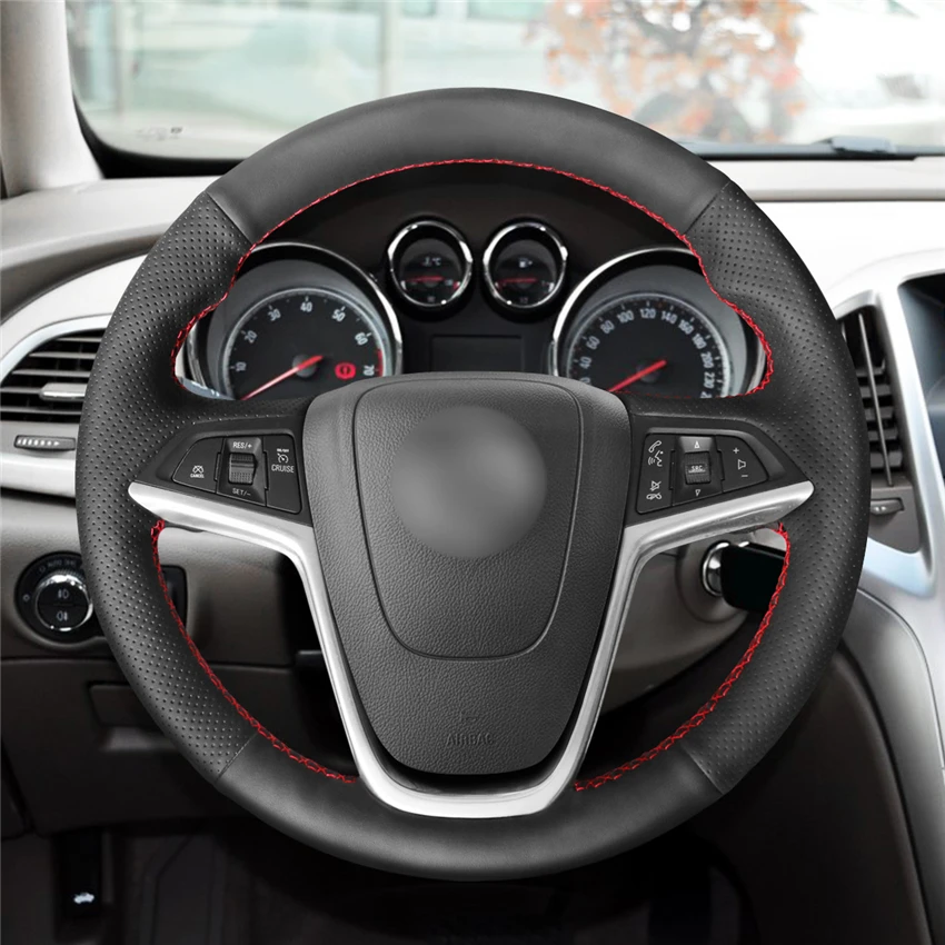 

Custom Hand Sewing Black Artificial Leather Steering Wheel Cover for Vauxhall Opel Mokka Insignia Astra J Meriva Zafira C