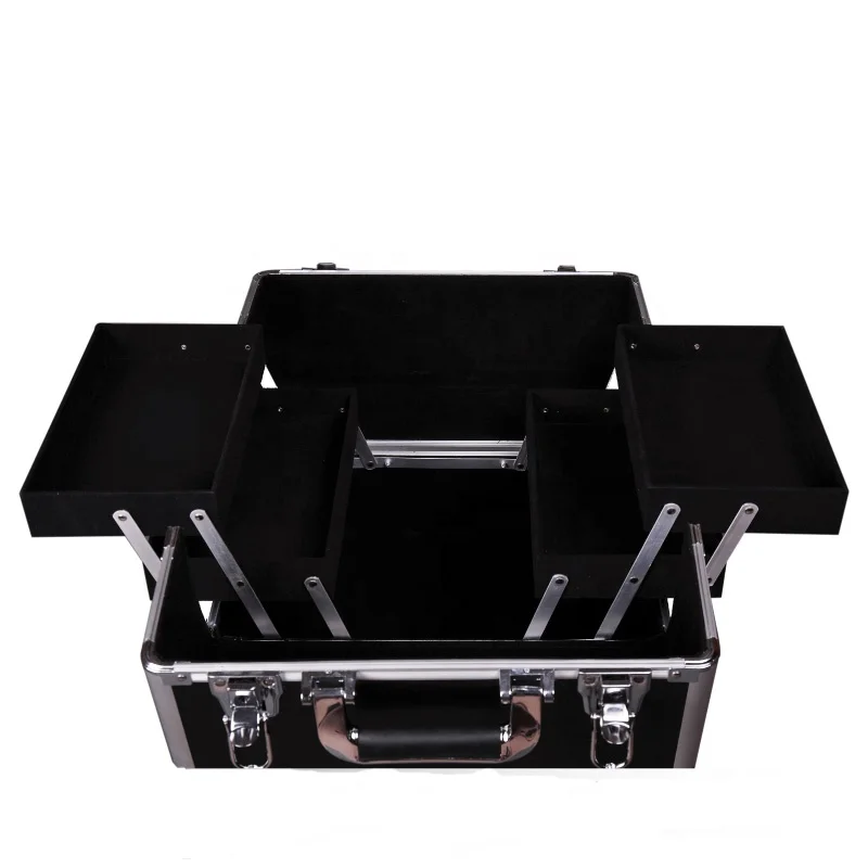 

Yaeshii Professional Aluminum Facebox 4 in 1 Trolley Makeup Box with Wheels Beauty Box for nail artist