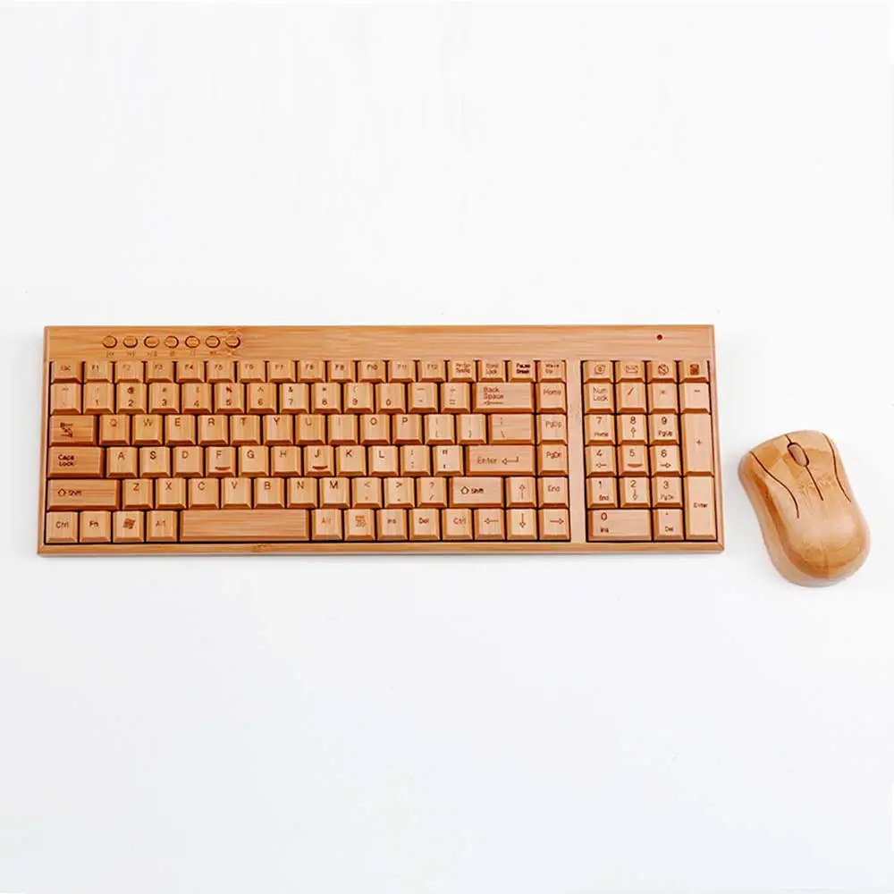

OEM bamboo timber high quality wireless office keyboards computer mouse set wood keyboard and mouse with gift box