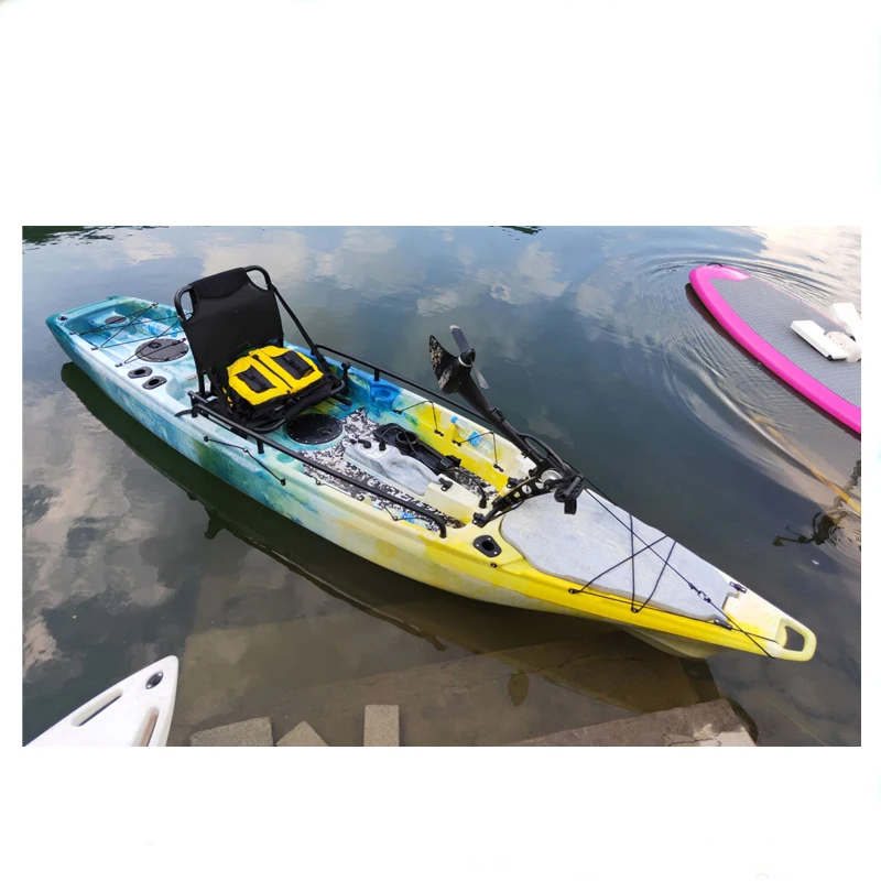 

hot sale single sit on top metal pedal drive fishing kayak with electric motor