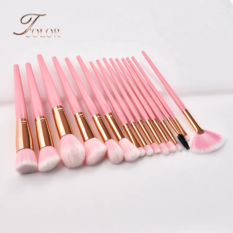

Pink Custom Your Own Brand Set 15 piece Makeup Brush Manufacturers, As per picture or custom color