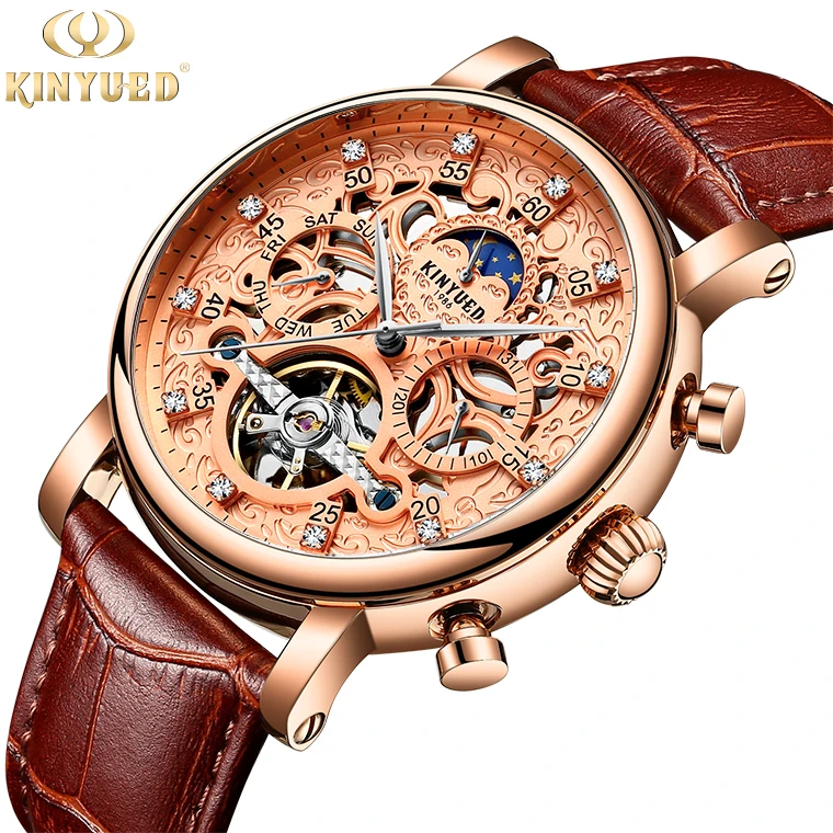 

Luxury brand automatic mechanical movement genuine leather men charm wrist waterproof watch