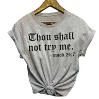 

Women's T Shirt "Thou Shall Not Try Me" Printed Cool Saying Short Sleeve Round Neck Cute Shirt for Spring Summer and Fall
