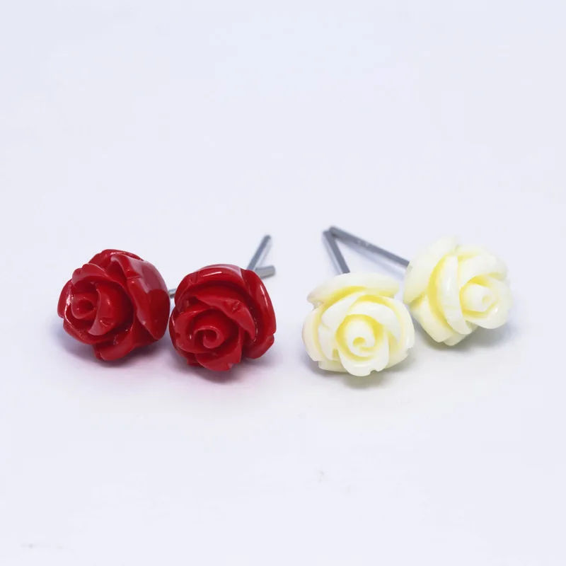 

Fashion Jewelry 925 Sterling Silver Rose Flower Shell Stud Earring For Women And Girls Gift Jewelry