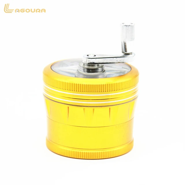 

63MM four-layer aluminum alloy hand shaker weed herb grinder, Yellow