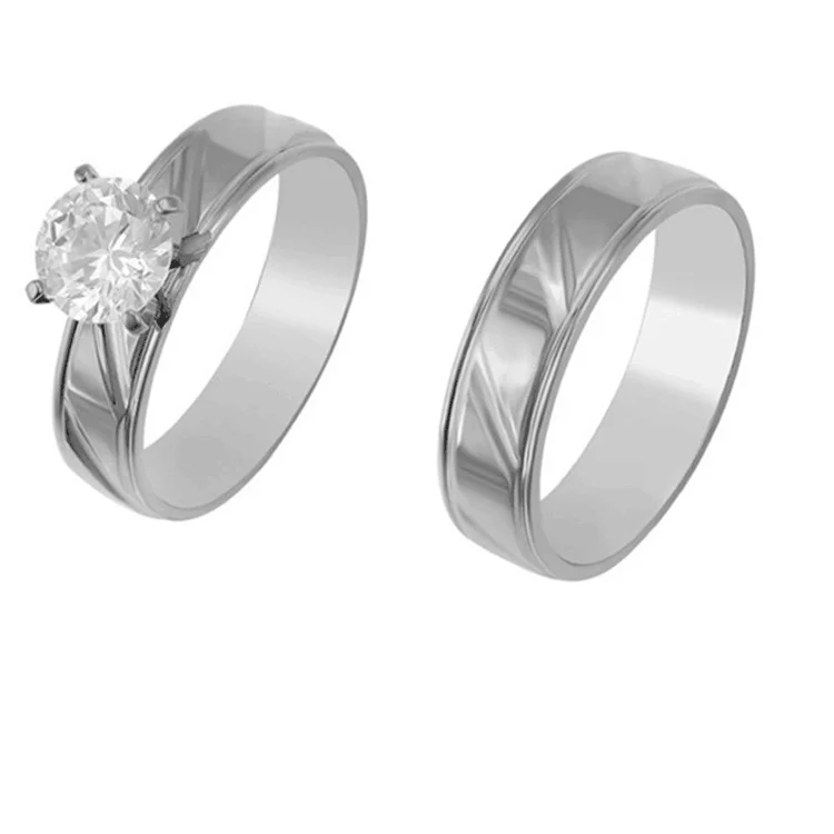 R-167 XUPING latest designs jewelry women mens couple wedding cubic zirconia diamond cz engagement wedding ring set white gold