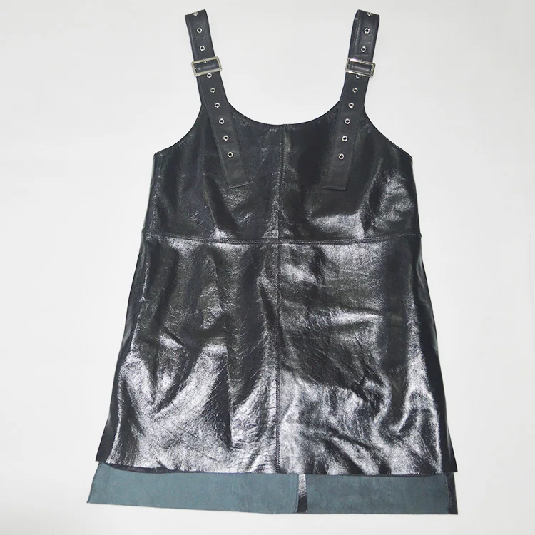 

Special offer Lady real sheepskin leather sleeveless women suspender dress