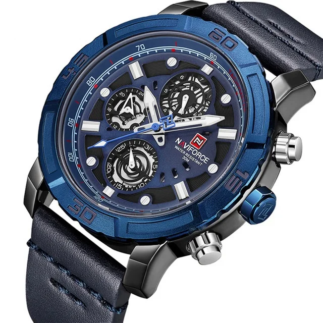 

NAVIFORCE Men Watch 9139 Casual Military Leather Watches Men Wrist Luxury Quartz Waterproof Wristwatches Relogio Masculino, 5 colors