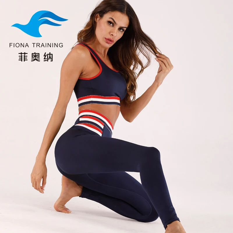 

Wholesale Women's Sports Suit Yoga Pants Suit in 2019, Blue;with a chest pad