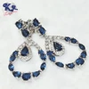 Dark Blue Fancy Drop 925 Silver Jewelry Earrings Findings