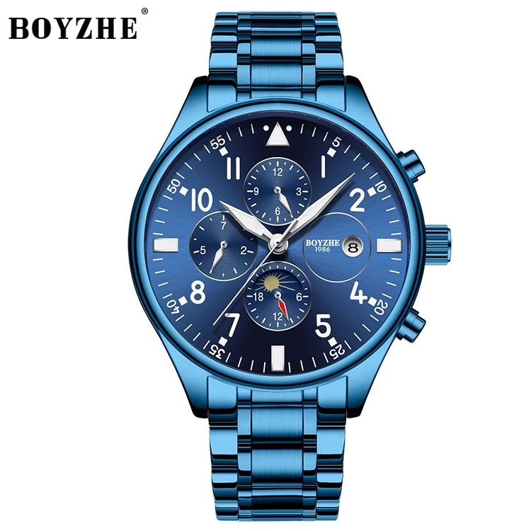 

BOYZHE luxury stainless steel strap automatic mechanical men watches