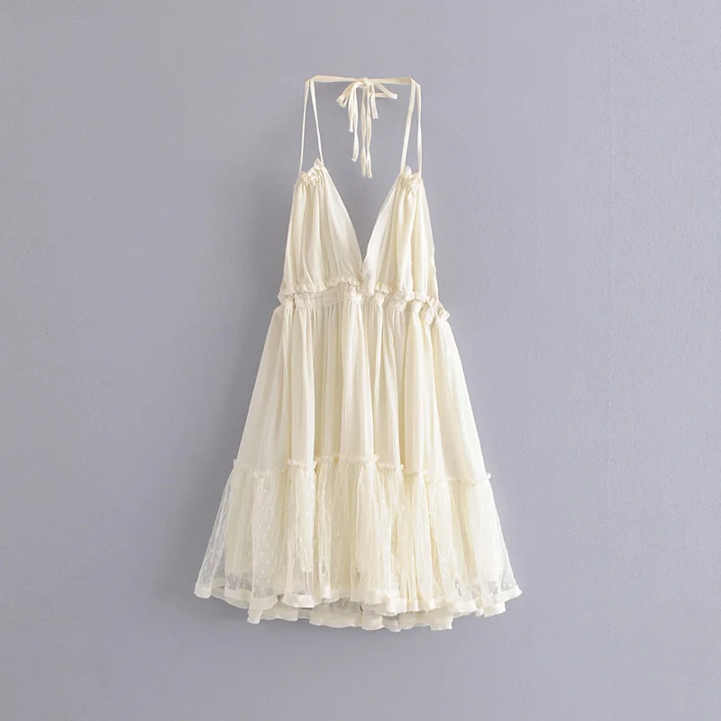 

Beige color latest design good quality ladies sexy summer sexy backless short mini dress
