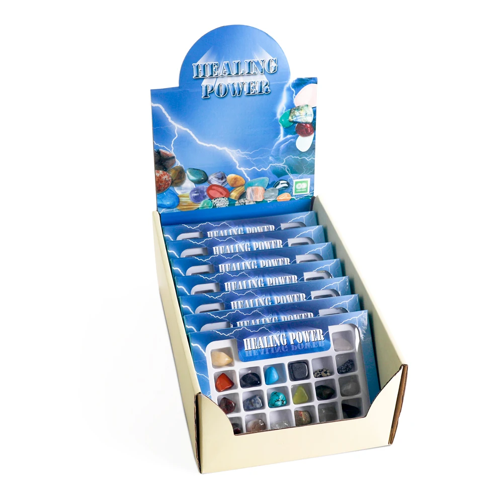 
Yase 20pcs/box healing gift stone set power natural gemstone natural polish stone collection box semiprecious stone kids toys 
