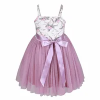 

RTS Flofallzique Toddler Sling Tutu Kids Party Princess Dresses Ribbons Mid-calf Tulle Children Clothing Floral Baby Girls Dress