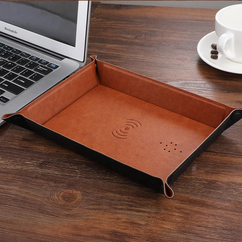 
2019 hot sale PU Leather Multifunction mouse pad Wireless charging tray 