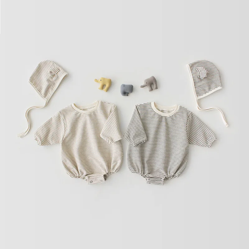 

OEM Custom Stripe Infant Romper Cotton Private Label Baby Clothes, As show