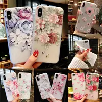 

Embossed Design painting phone case For iPhone X 8 Plus 7 Plus Soft Silicone Pattern Print Hand Feel Flower Case Cover