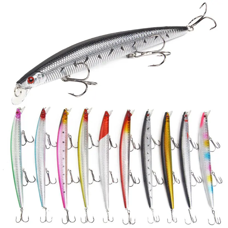 

FL-003 Simulation Floating Hard Minnow Lures 180mm 26.5g Plastic Fishing Lures With 3D Eyes 10 Colors Depth 0.5-2m Water