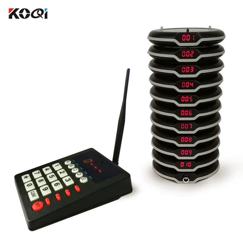 

Ycall Quality Controlled Wireless Service Coaster Pager System Wireless Restaurant Call Paging System For Restaurant, Black, white, red