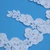 E972B Hand Beaded Lace Trim Organza Ribbon Flower Pearl Embroidery Lace Trim For Sewing Fabric Ribbon DIY Garment Accessories
