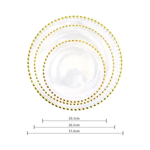 Image of Crystal gold glass beaded charger plate wholesale