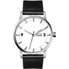 3ATM water resistant japan movt quartz watch customize your own logo white big dial with black genuine leather strap