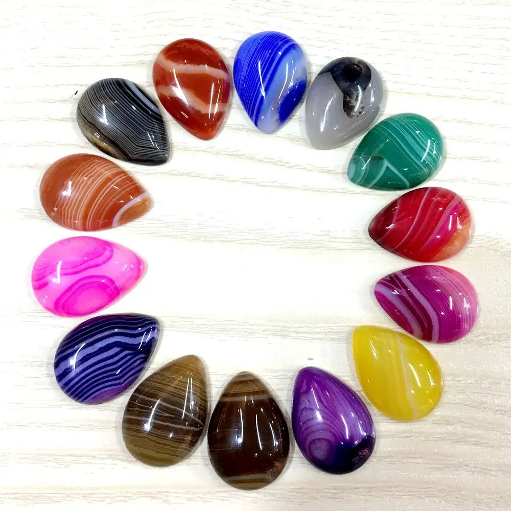 

Natural Crystal Flat Drop Shape Ring Stone Accessories Nude Stone Pear-shaped Agate Mosaic Ring Face for Jewelry Making, Color