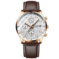

leather luxury minimalist waterproof quartz brand chronograph sport hand wristwatches oem custom logo wrist mens watch