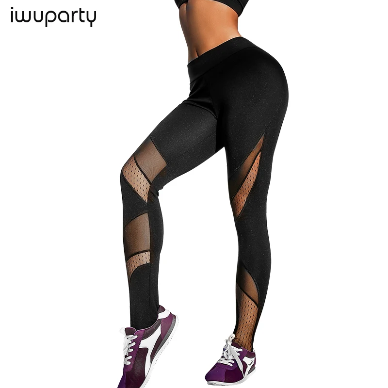 

summer Mesh insert Leggings women sports fitness Black workout Tights Yoga pants