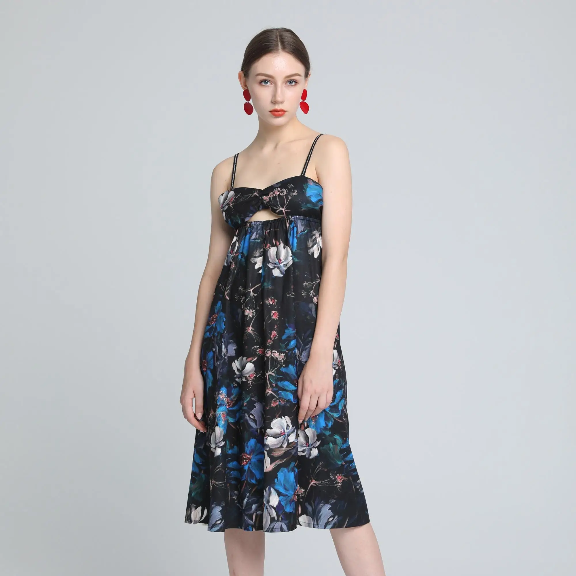 

APHACATOP Hot Sale Black Slip Summer Floral Lady Dress