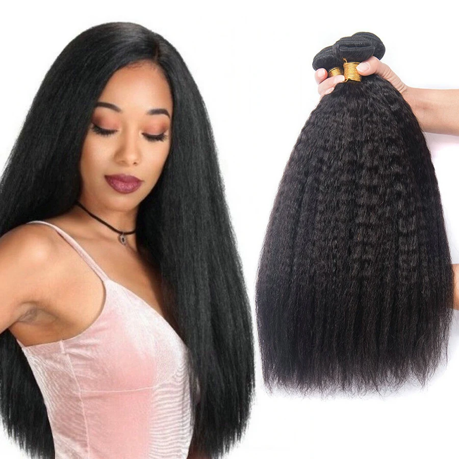 

100 Unprocessed Raw Virgin Brazilian Kinky Straight Hair 3 Bundles Remy Human Hair Weave Yaki Hair Bundles With