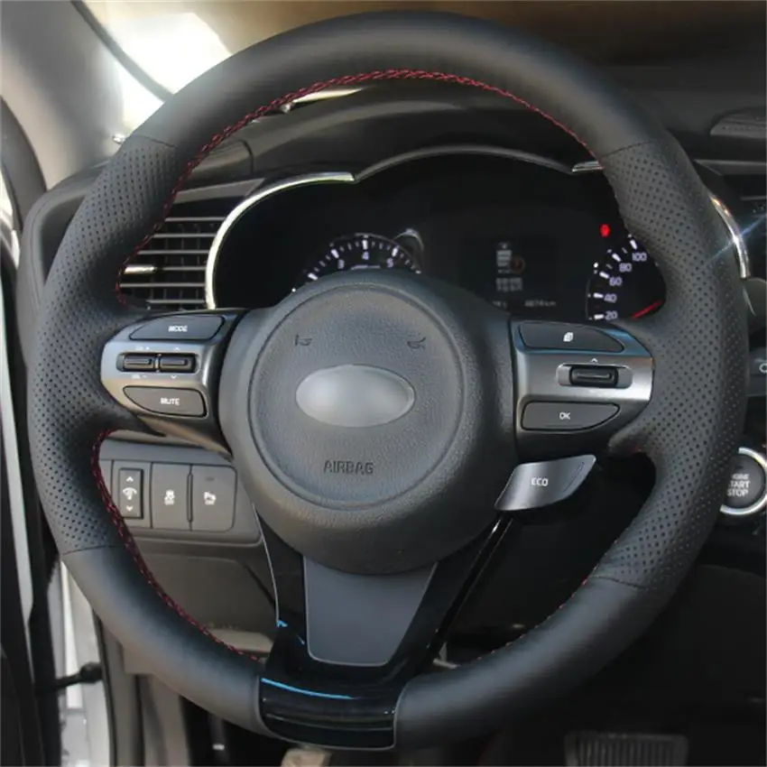 

Hand Stitching Black Artificial Leather Steering Wheel Cover for Kia K5 Optima 2014 2015