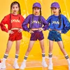 Hip Hop Costumes For Girls Sequined Long-Sleeved Shirt Shorts Cheerleader Costume Kids Jazz Performance Wear Children DNV11385