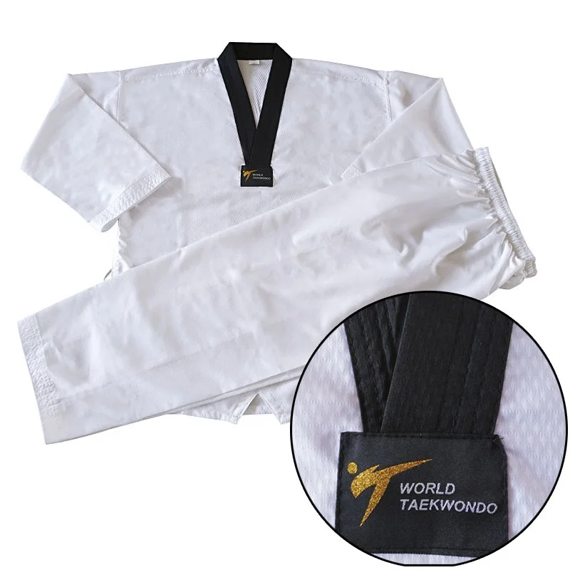

Custom hot sale kids adult martial arts school uniform tkd training taekwondo uniforms, White