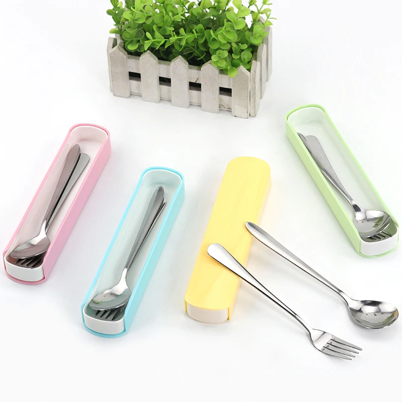 

Reusable Portable Utensils Travel Camping Fork Spoon Cutlery Set With Case, Silver