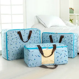 Image of Modern Waterproof Moisture Proof Thickening Oxford Cloth Pink Quilt Bag Hand Luggage Moving Bag