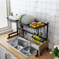 

Dish Drying Rack Over Sink Display Stand Drainer Stainless Steel Kitchen Supplies Storage Holder (Black)